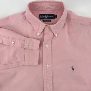 Ralph Lauren Pink Oxford Button Down Shirt Men's Xl 17 35 Long Sleeve Polo Pony